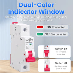 TOMD6 AC MCB Mini Circuit Breaker 6KA 230V 400V 50/60 Hz 1-4P 6-63A TONGOU