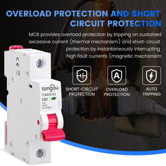 TOMD6 AC MCB Mini Circuit Breaker 6KA 230V 400V 50/60 Hz 1-4P 6-63A TONGOU