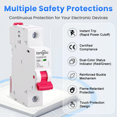 TOMD6 AC MCB Mini Circuit Breaker 6KA 230V 400V 50/60 Hz 1-4P 6-63A TONGOU