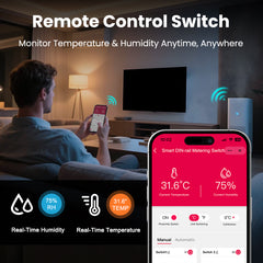 TOVTH WiFi DIN Rail Real-time Temp/Humidity Sensing | 3840W AC/300W DC, AC 16A, DC 10A | Smart Home Automation TONGOU