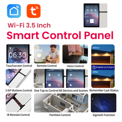 TOSCPM-T DIY Wi-Fi Tuya 3-Switch Smart Control Panel | 3.5 inch with LCD Touchscreen and Sigmesh | IR Remote Control  ETL Listed TONGOU