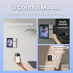TOSCPM-T Panneau de Contrôle Intelligent 3 Commutateurs DIY Wi-Fi Tuya | 3,5 pouces avec Écran Tactile LCD et Sigmesh | Télécommande IR Listé ETL TONGOU