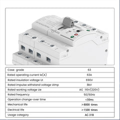 TOATS Automatic Transfer Switch 2P/4P ATS PV System Dual Power Uninterrupted Power 110V 220V 63A TONGOU