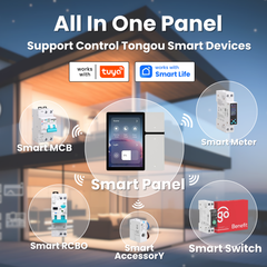 TOSCPM-T Panneau de Contrôle Intelligent 3 Commutateurs DIY Wi-Fi Tuya | 3,5 pouces avec Écran Tactile LCD et Sigmesh | Télécommande IR Listé ETL TONGOU