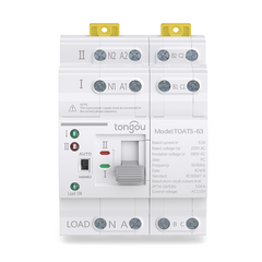 TOATS DIN-Schienen-Automatischer Umschalter 2P/4P ATS Dual Power Unterbrechungsfreie Stromversorgung 110V 220V 63A