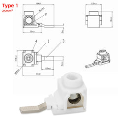 TOBB-TB25 Electrical Wire Connectors 25 mm² / 50 mm² Busbar Terminals for Circuit Breaker Distribution Box