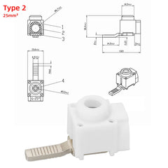 TOBB-TB25 Electrical Wire Connectors 25 mm² / 50 mm² Busbar Terminals for Circuit Breaker Distribution Box