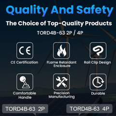 TORD4B Type B Interrupteur Différentiel (DDR) , 2P/4P, 10kA, 40A/63A, 30mA TONGOU
