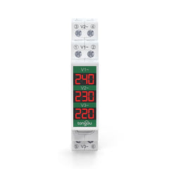 TOVME-3 DIN Rail Voltage Meter AC 60-450V with LCD Digital Display