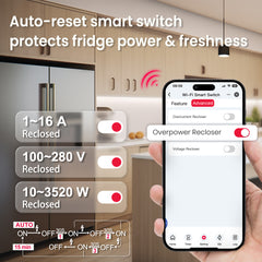 TOVMT 2P Tuya Wi-Fi Smart Switch L-N / L-L 16A 100-240V 18mm Tuya DIN Rail Module WiFi Relay Switch TONGOU