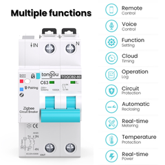 TOQCB2-JZT Zigbee Tuya MCB 1P-4P 1-63A Adjustable TONGOU