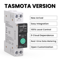 TO-Q-SY2 Tasmota Version Wi-Fi DIN Rail Smart Switch 1P+N TONGOU